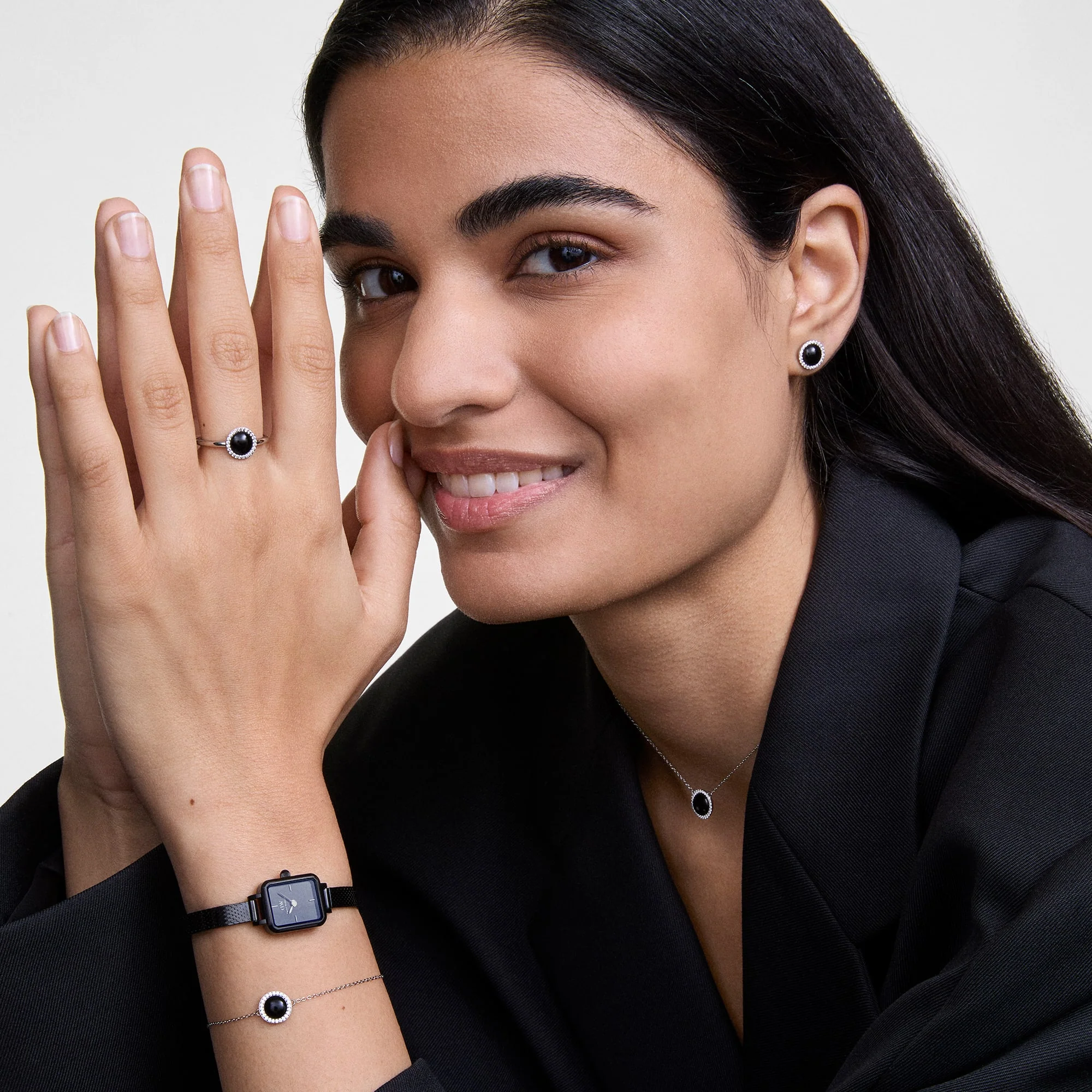 Audrey Bracelet Black Agathe Silver - Image 2