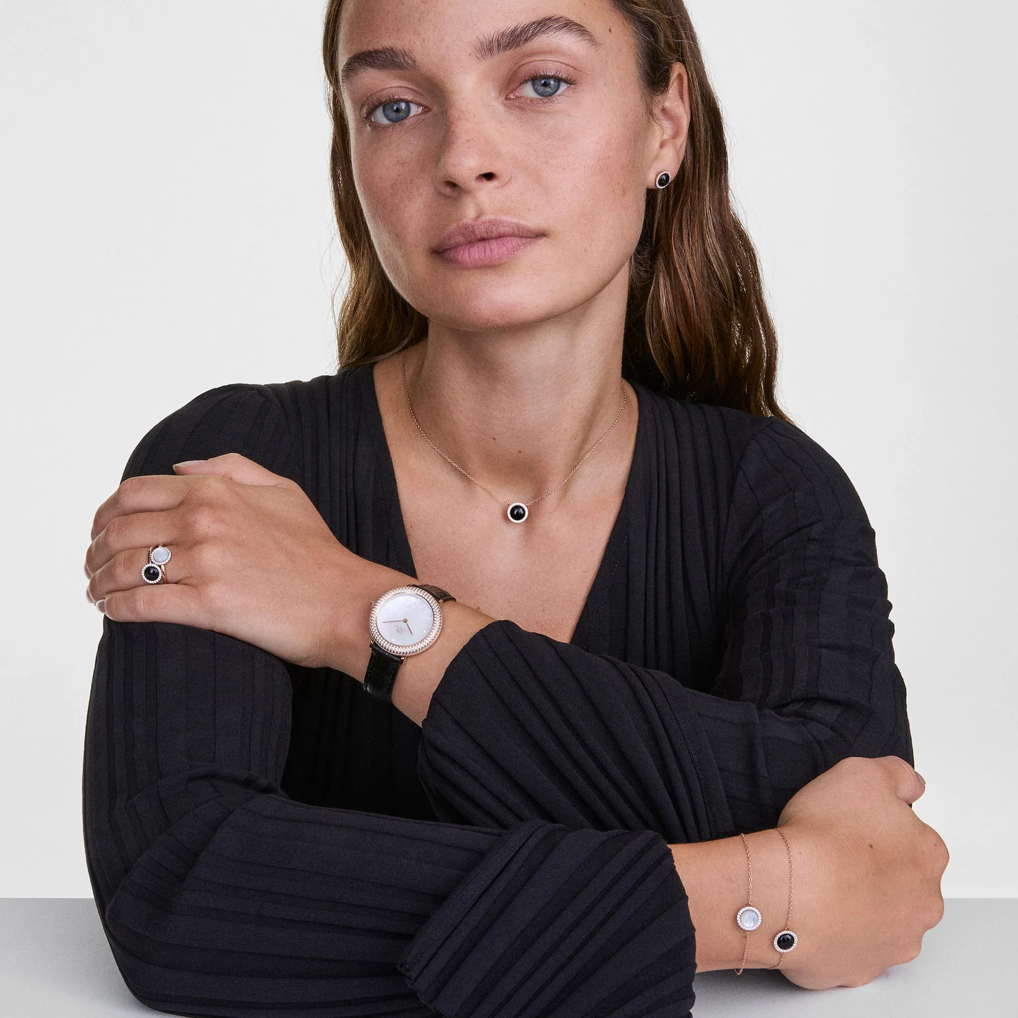 Audrey Necklace Black Agathe Rose Gold - Image 2