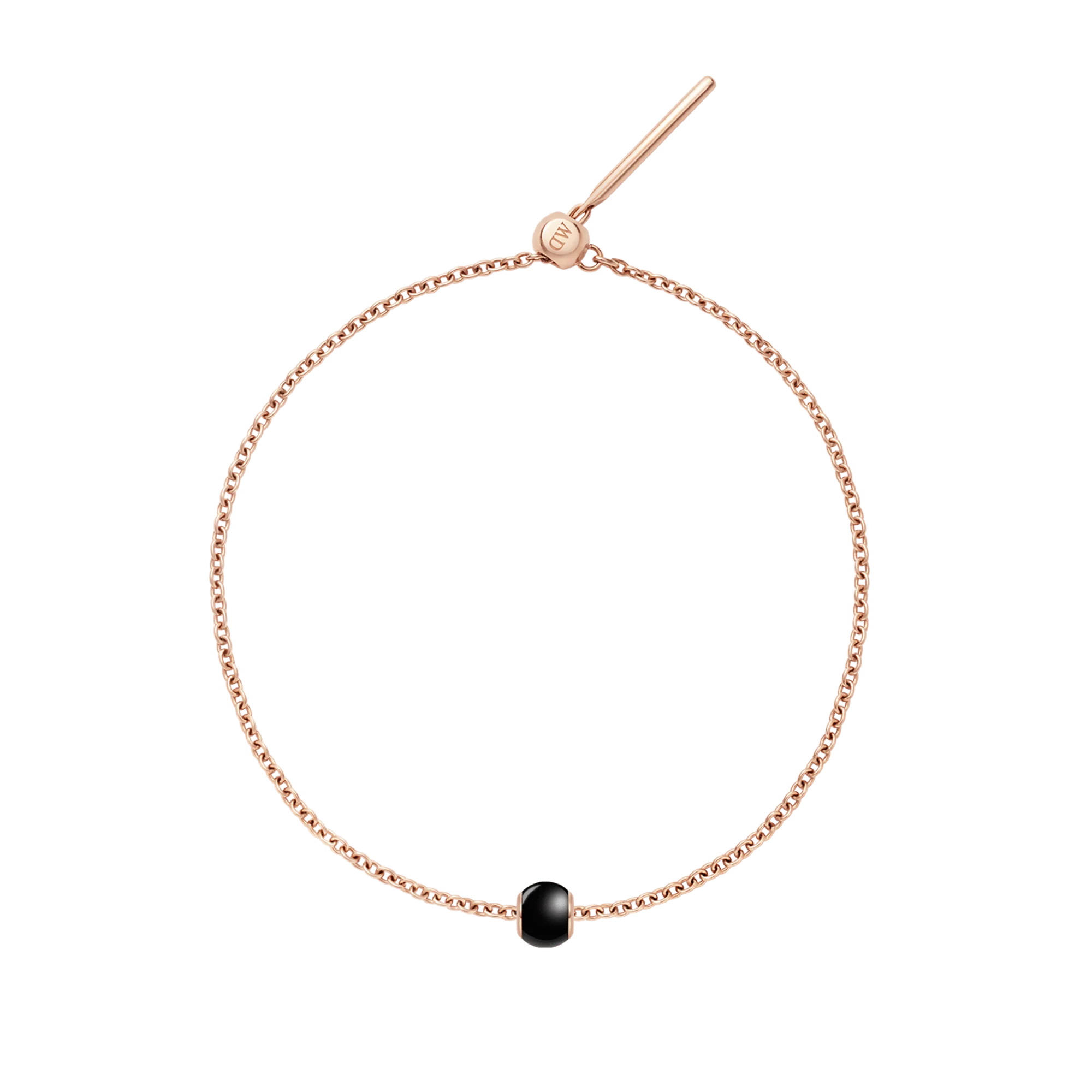 Black Orb Rose Gold Charm + Chain Bracelet RG