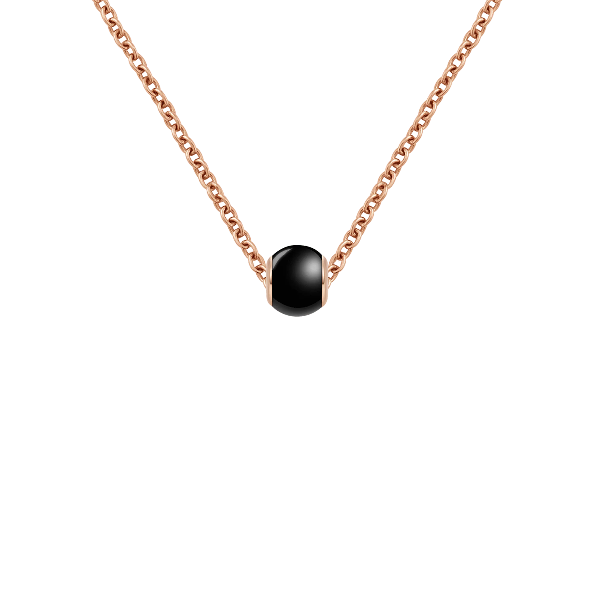 Black Orb Rose Gold Charm + Chain Necklace RG