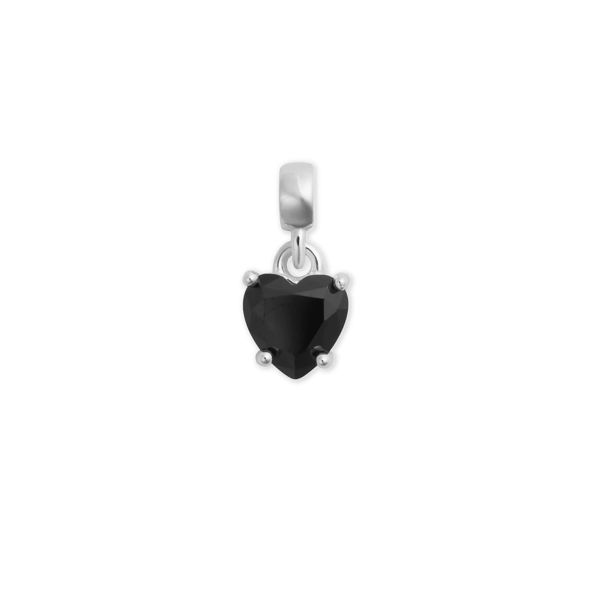 Charm Heart Crystal Black Silver
