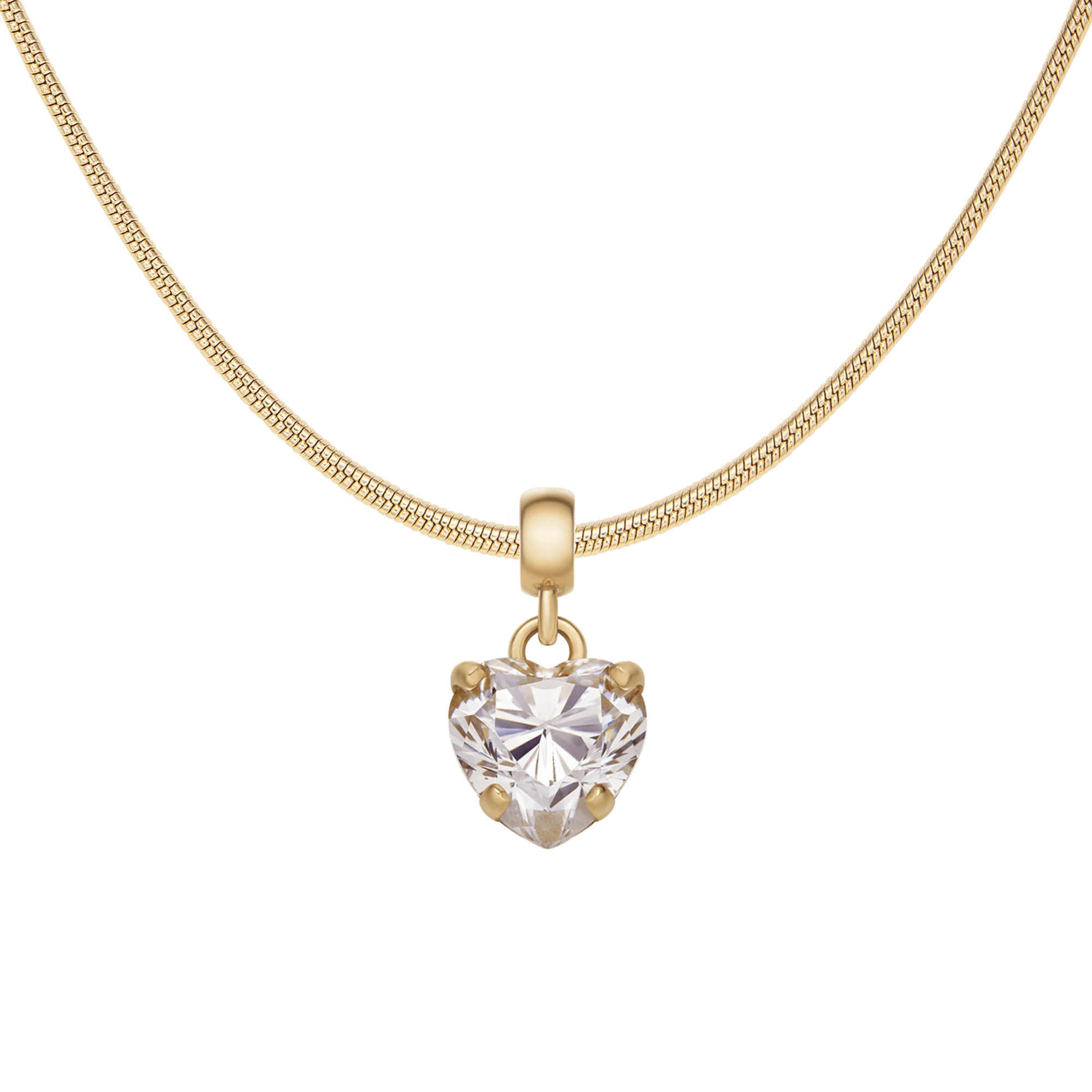 Heart Crystal White Charm + Snake Necklace G