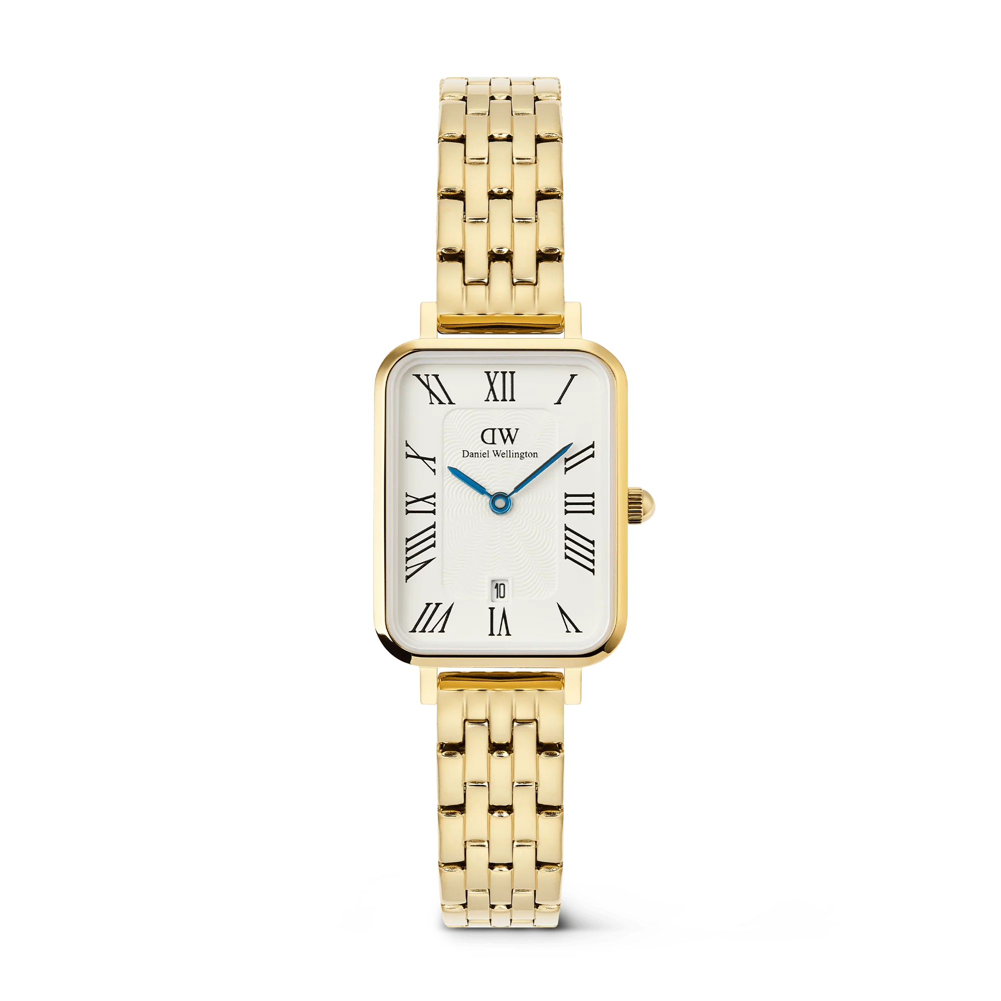 Quadro  Roman Numerals Date 5-link Gold
