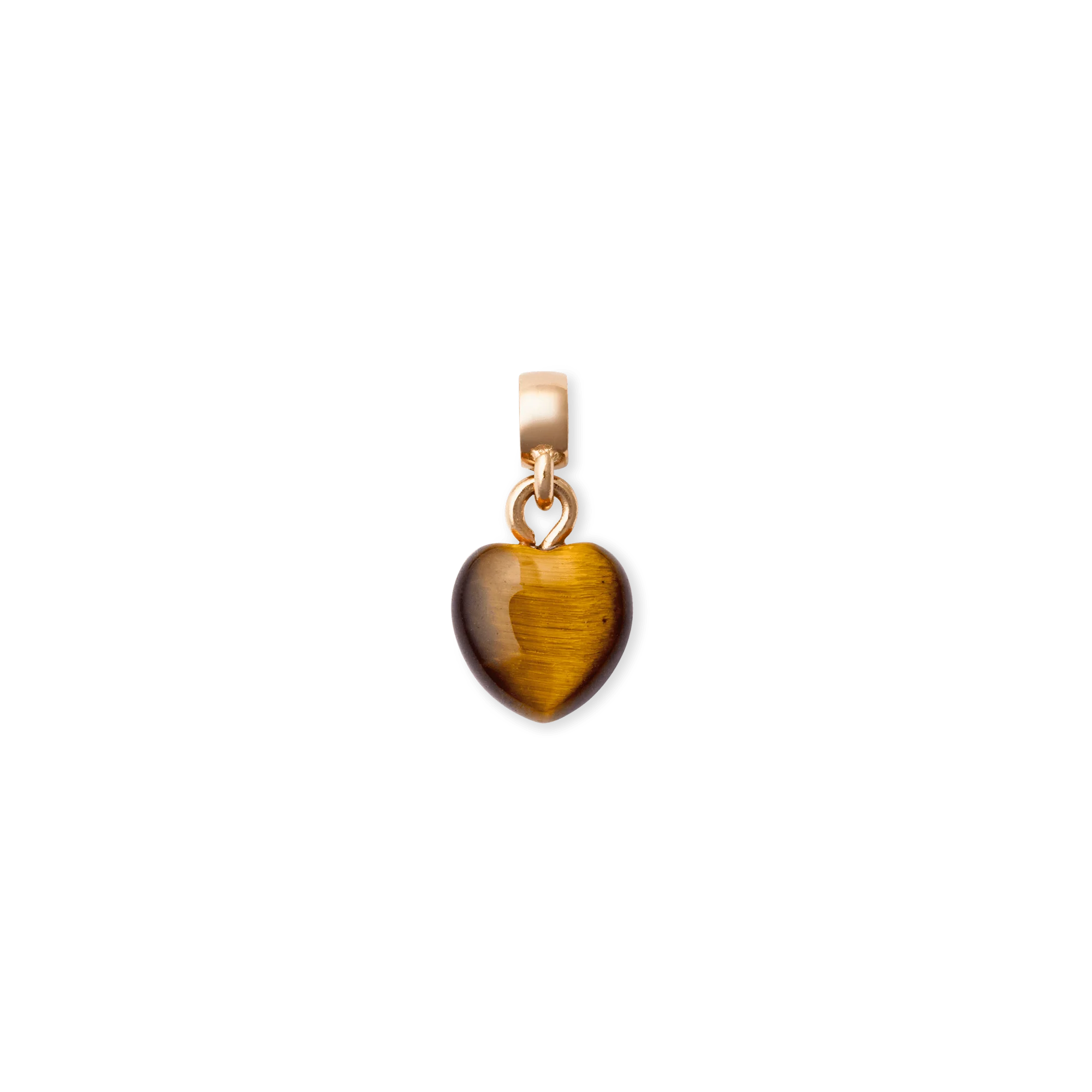 Tiger eye Heart Rose Gold Charm